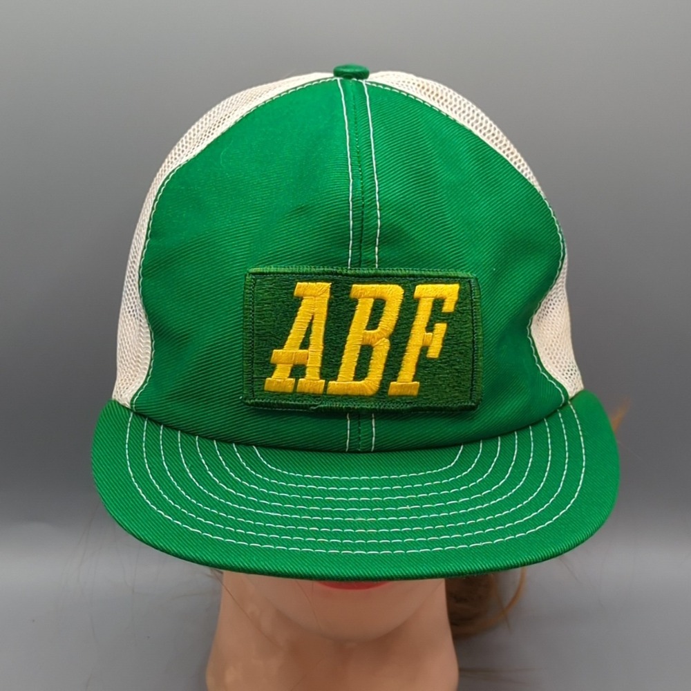 Vintage ABF Freight Snapback Trucker Hat Cap Green White Mesh Back Made in USA